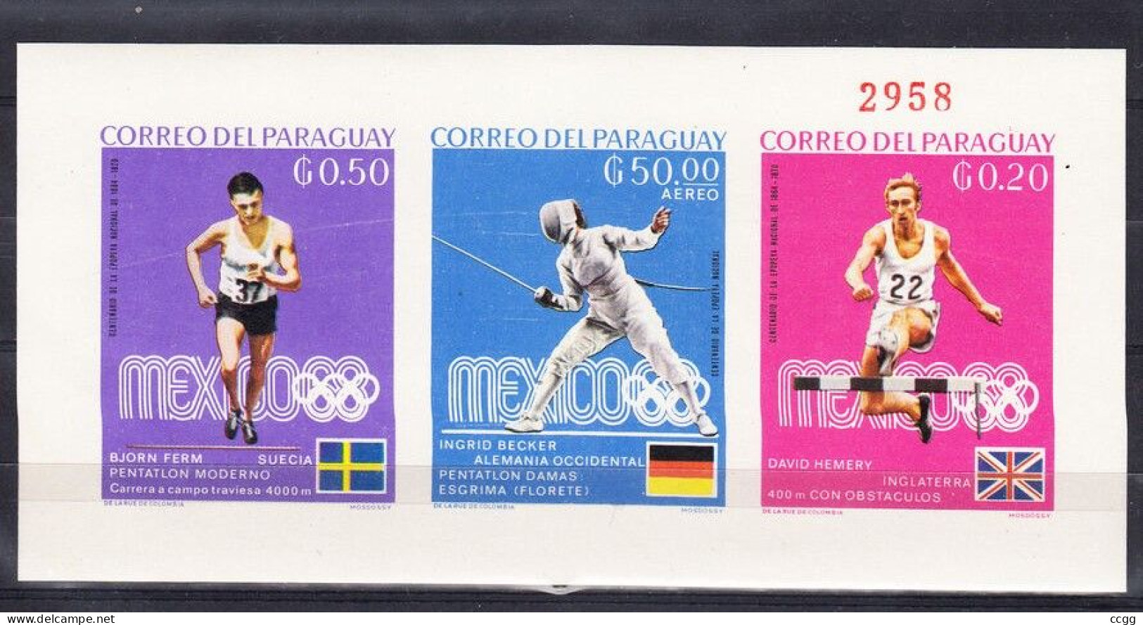Olympische Spelen 1968 , Paraguay - Blok Postfris - Ete 1968: Mexico