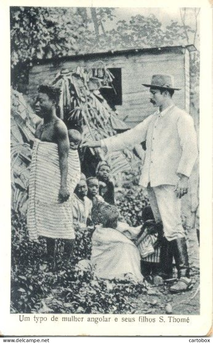 Sao Thomé (Tome), Un Typo De Mulher Angolare Seus Filhos  (2 X Scan) - Sao Tome En Principe