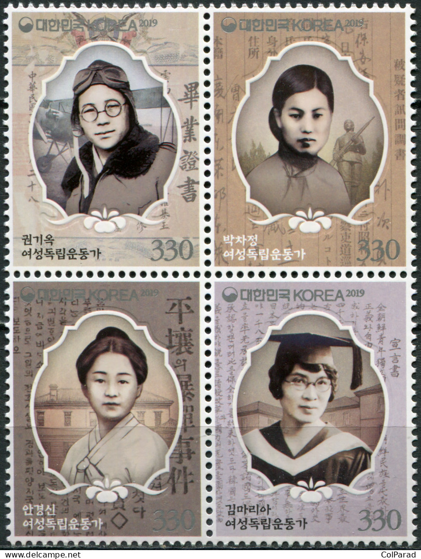 SOUTH KOREA - 2019 - BLOCK OF 4 STAMPS MNH ** - Female Independence Activists - Korea (Süd-)