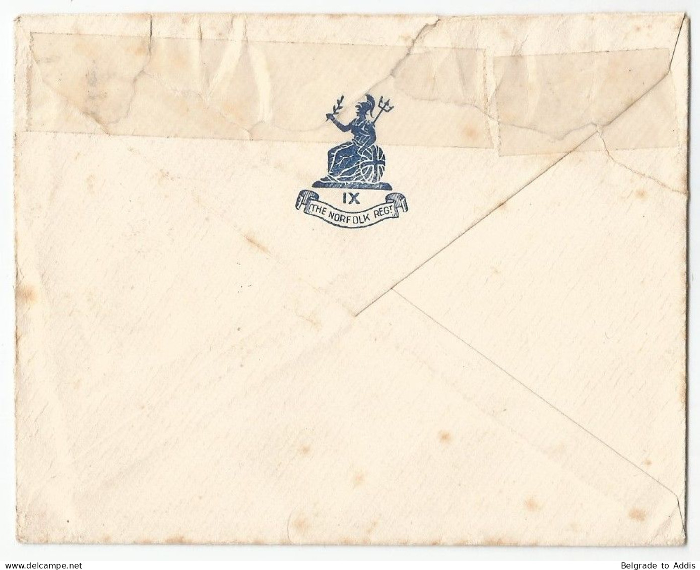 Egypt Cover Sent To England Paquebot Port-Said 1927 Enveloppe Of The British Army IX Norfolk Regiment - Cartas & Documentos