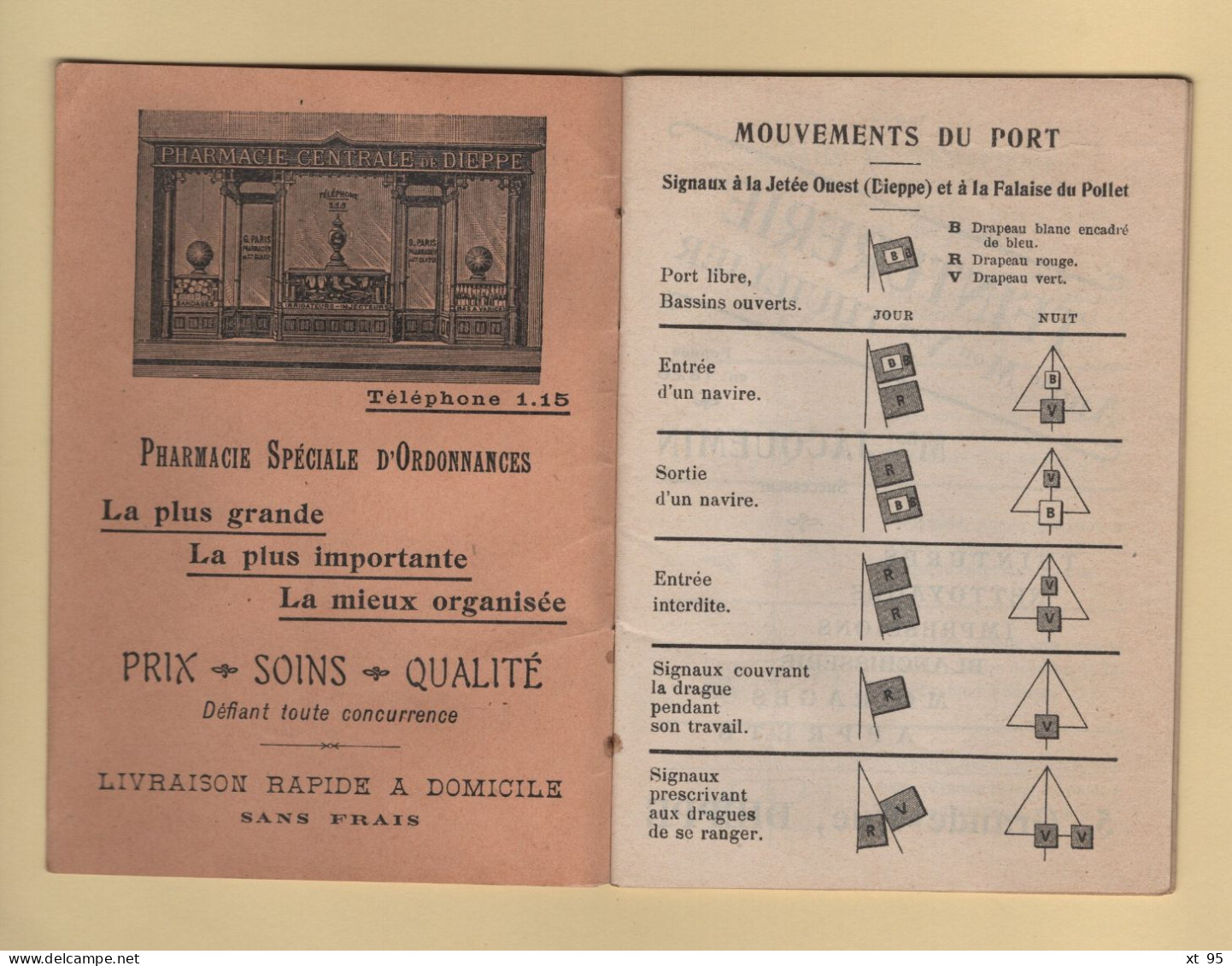 Guide Dieppois 1906 - Petit Manuel De 32 Pages Offert Par Les Commercants - Semaphore Marees Publicites - Tourism