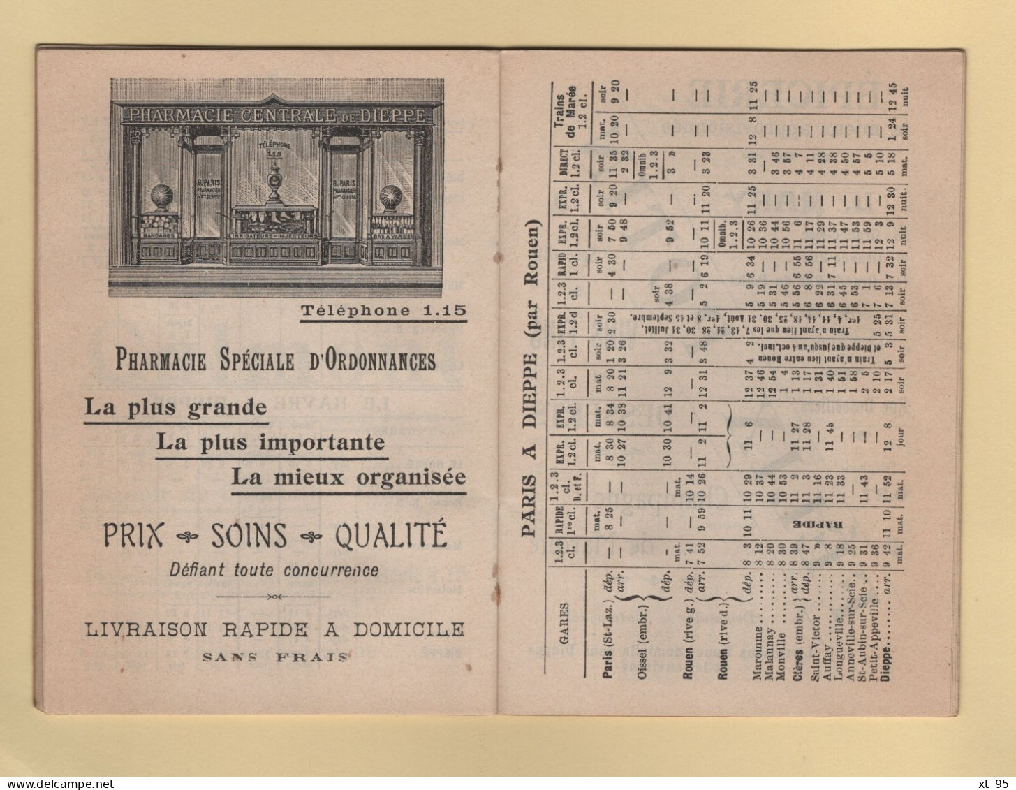 Guide Dieppois 1906 - Petit Manuel De 32 Pages Offert Par Les Commercants - Semaphore Marees Publicites - Tourism