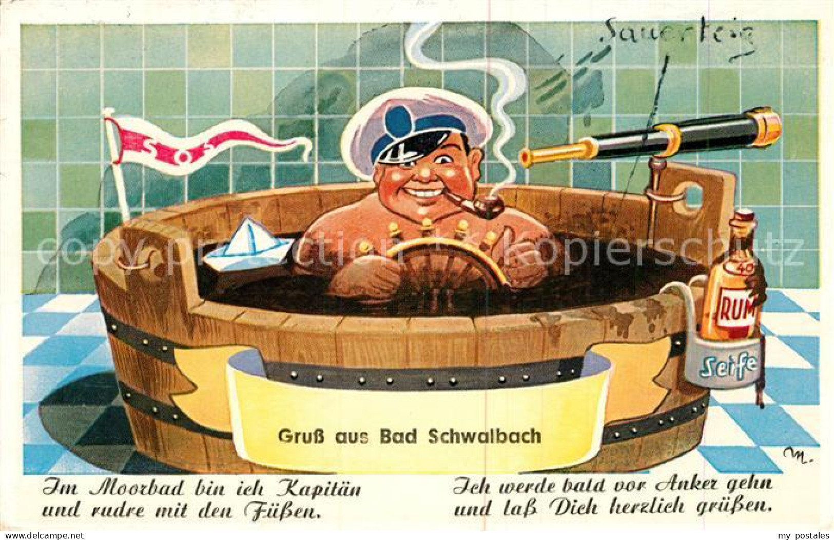 73072397 Bad Schwalbach Moorbad Karikatur Bad Schwalbach - Bad Schwalbach