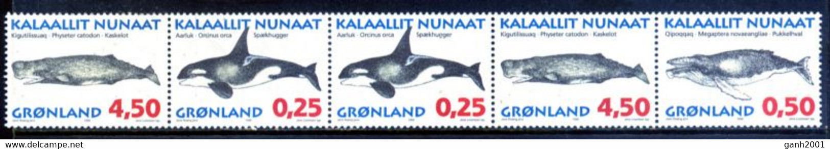 Greenland 1996 Groenlandia / Whales Strip Of Stamps From Booklet MNH  Ballenas Wale / Gl09  5-25 - Balene