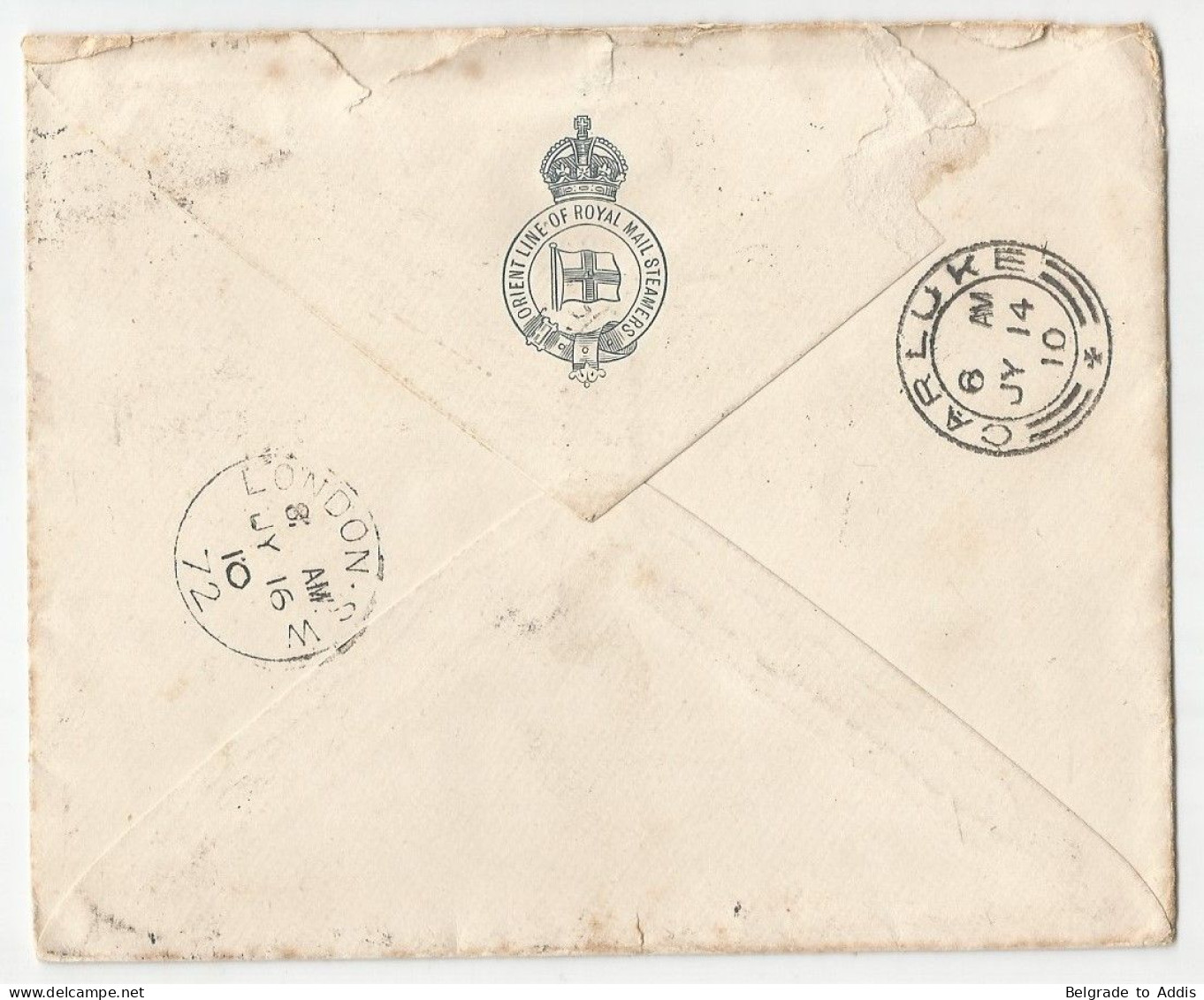 Egypt Great Britain EVII Cover Sent To Scotland Carluke Paquebot Port-Said 1910 Orient Line Steamers - 1866-1914 Khedivate Of Egypt