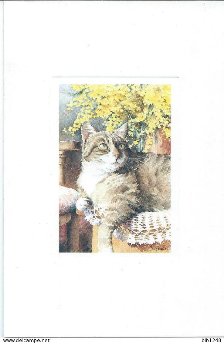 Carte Le Chat Aquarelle De Christian Graniou - Katten