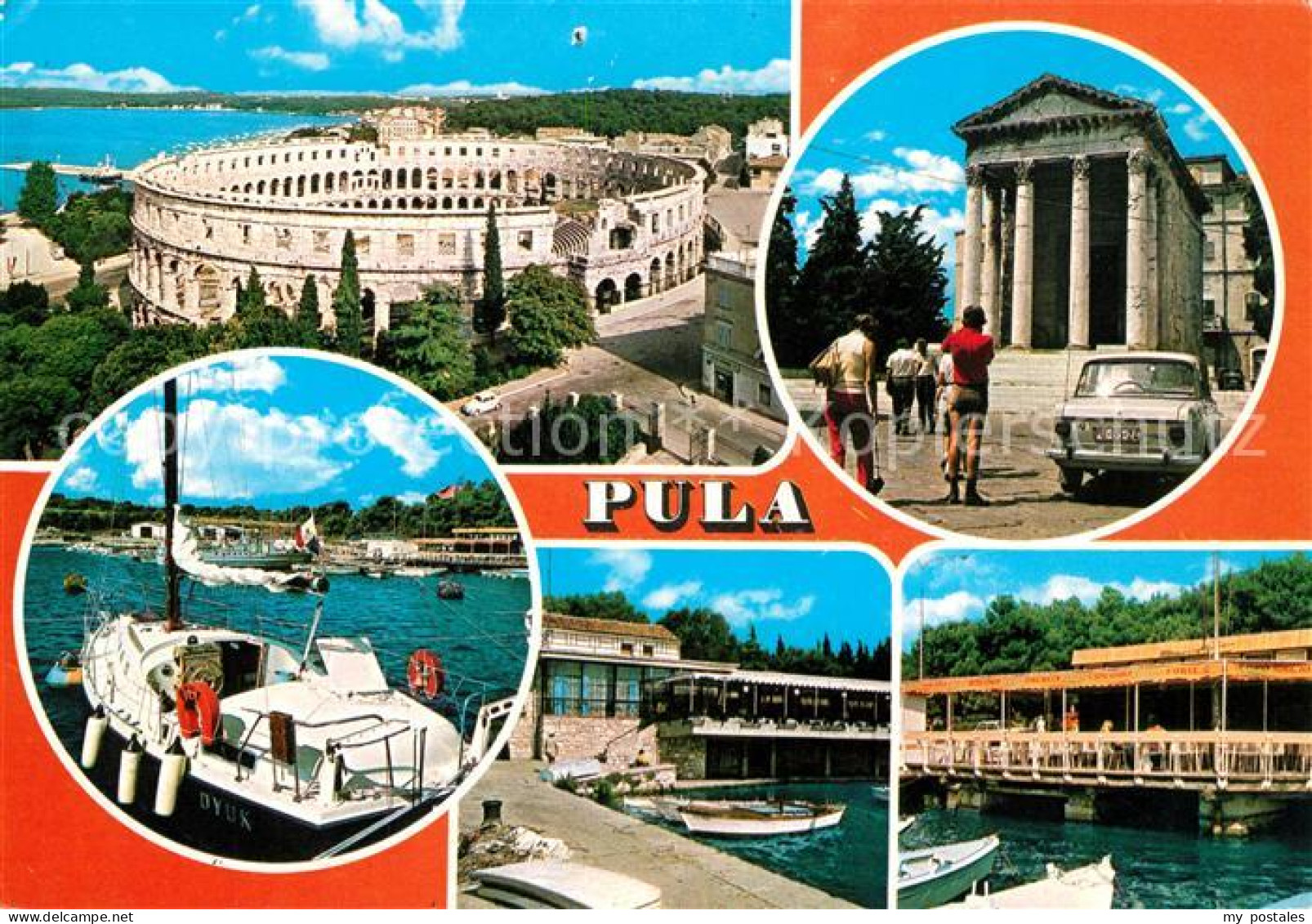 73070717 Pola Pula Croatia Amphitheater Hafen Segelyacht Tempel  - Kroatien