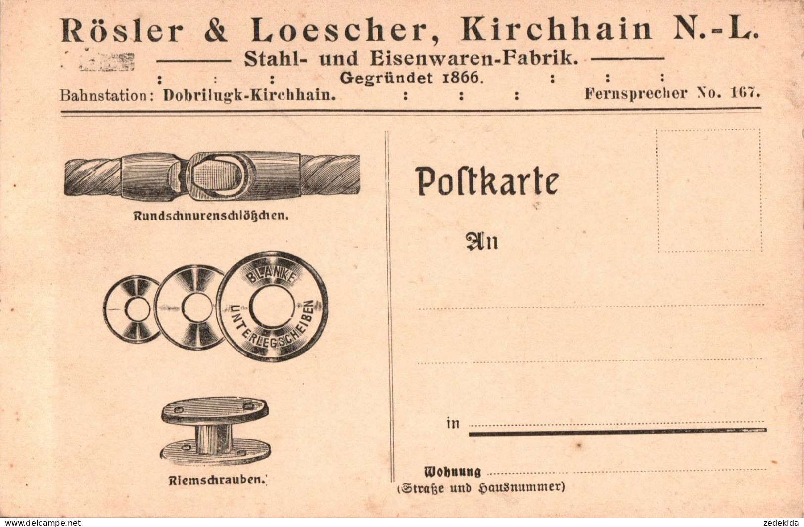 H2155 - TOP Kirchhain Rösler & Löscher Stahlwaren Eisenwaren Fabrik Werbekarte - Publicité