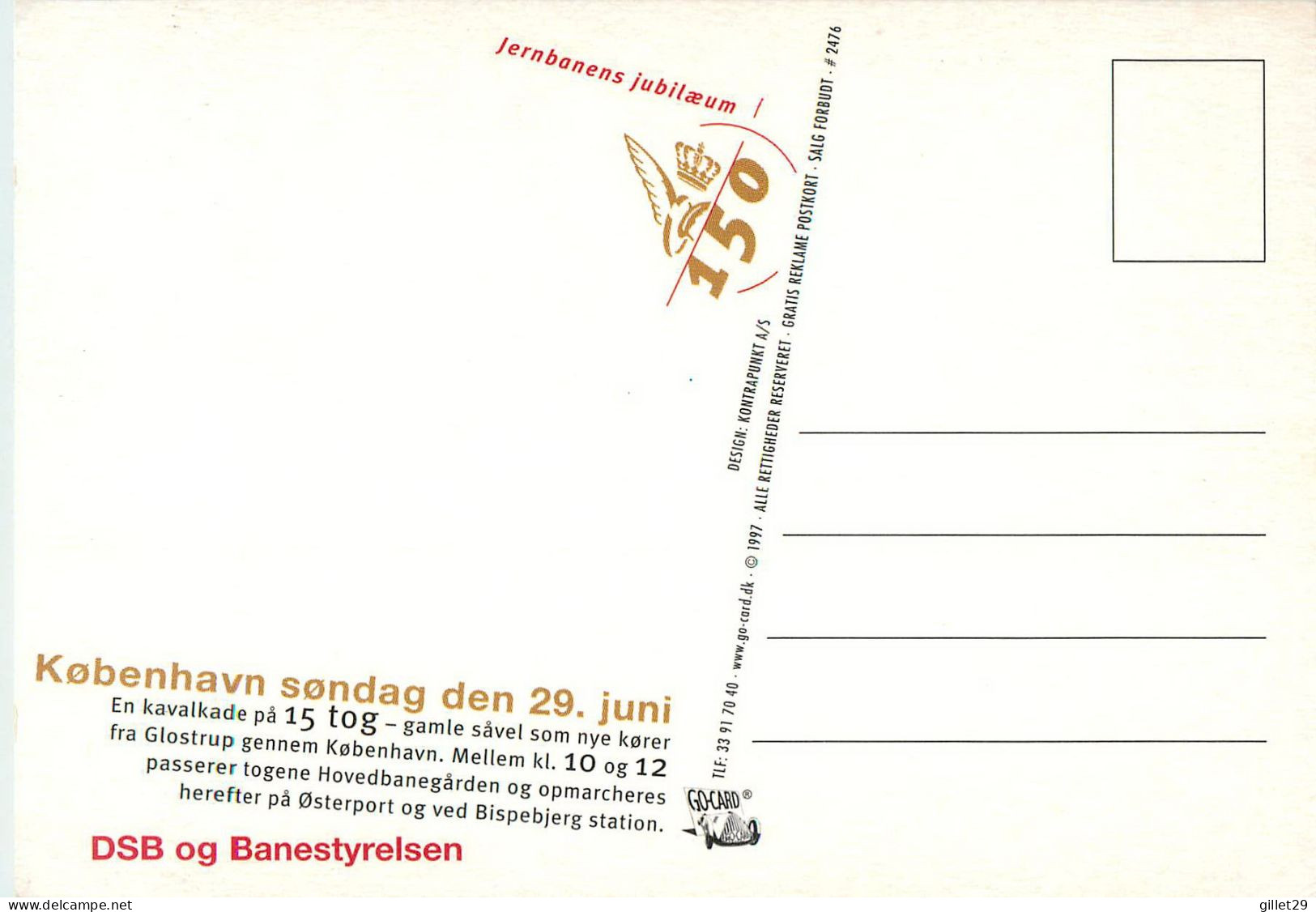 ADVERTISING, PUBLICITÉ - COPENHAGUE DIMANCHE, DÉFILÉ DE TRAIN - TOG PARADE - GO-CARD 1997 No 2476 - - Publicité