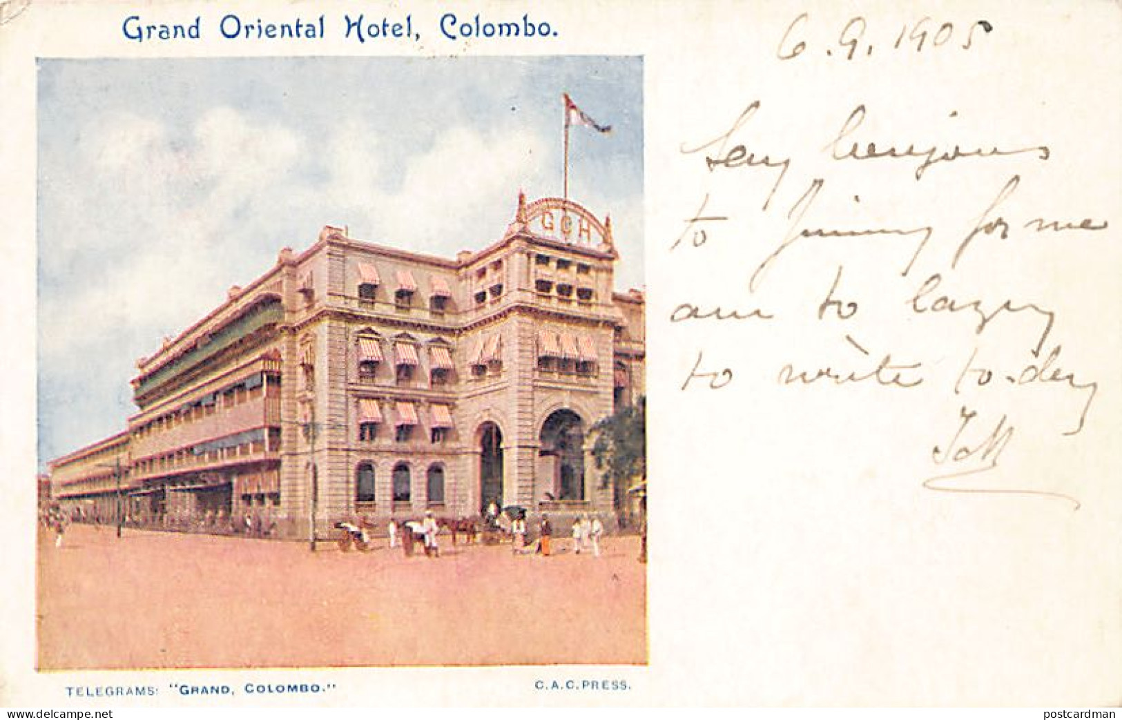 Sri Lanka - COLOMBO - Grand Oriental Hotel - Publ. C.A.C. Press  - Sri Lanka (Ceylon)