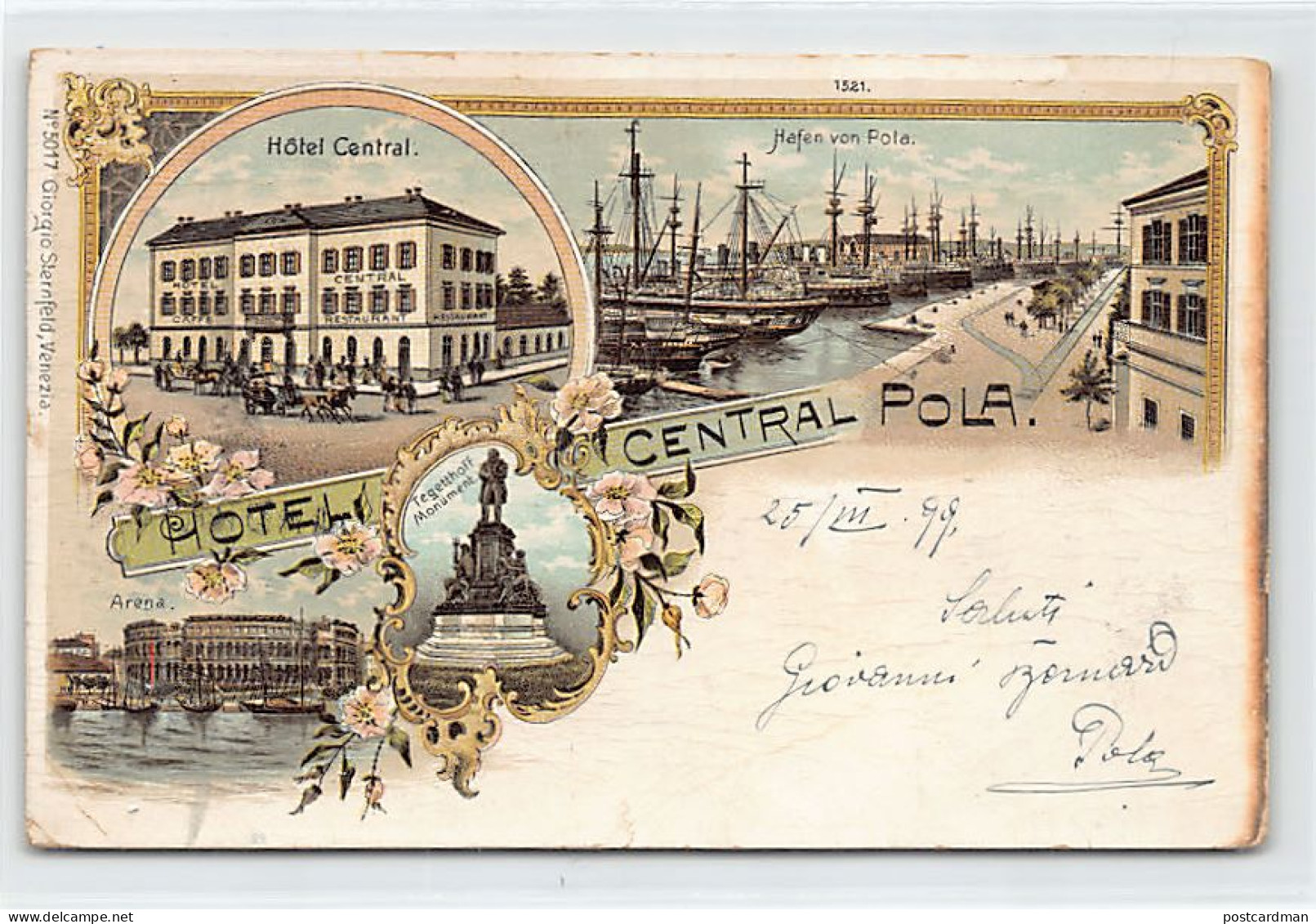 Croatia - POLA - Litho - Hotel Central - Year 1899 - Publ. Giorgio Sternfeld - Croatia