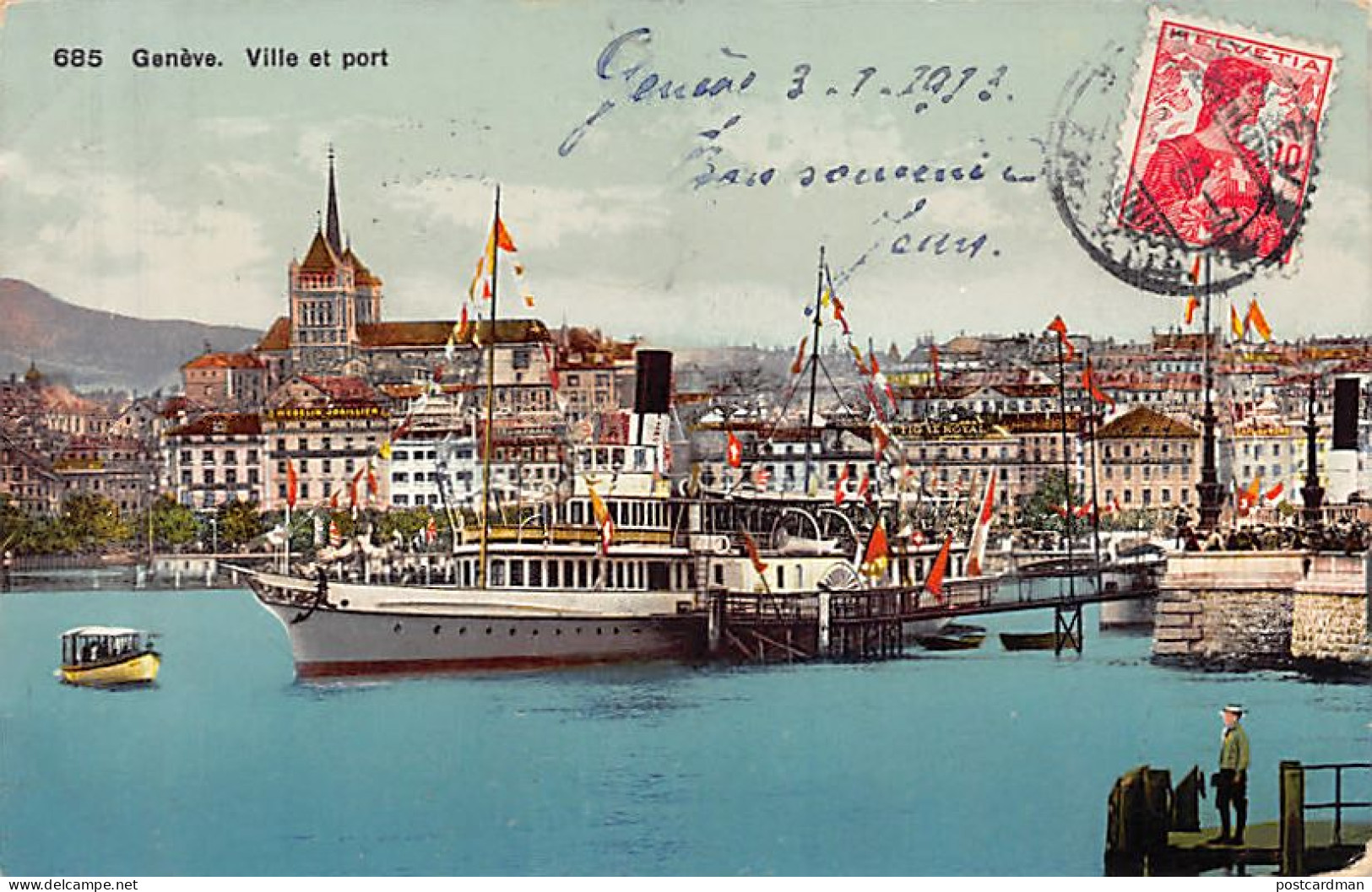 GENÈVE - Bateau Salon à Quai - Ed. C.P.N. 685 - Genève