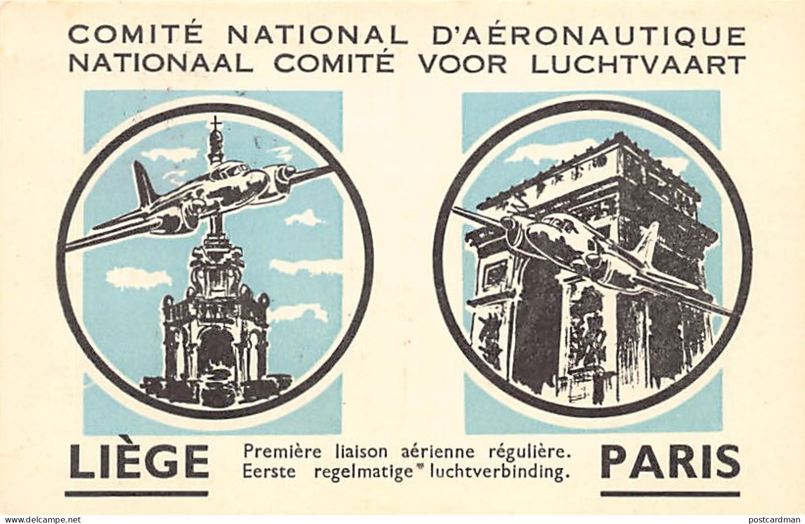 LIÈGE - Première Liaison Aérienne Régulière Liège-Paris En 1947 - SABENA - Comité National D'Aéronautique - Liege