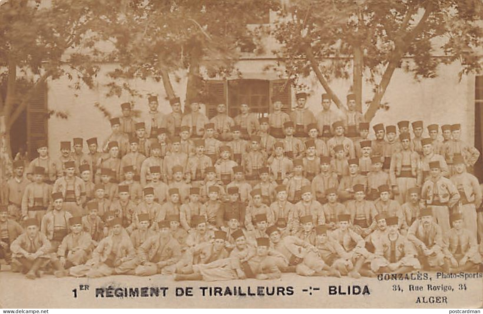 Algérie - BLIDA - 1er Régiment De Tirailleurs - CARTE PHOTO - Ed. Gonzalès - Photo-Sports  - Blida