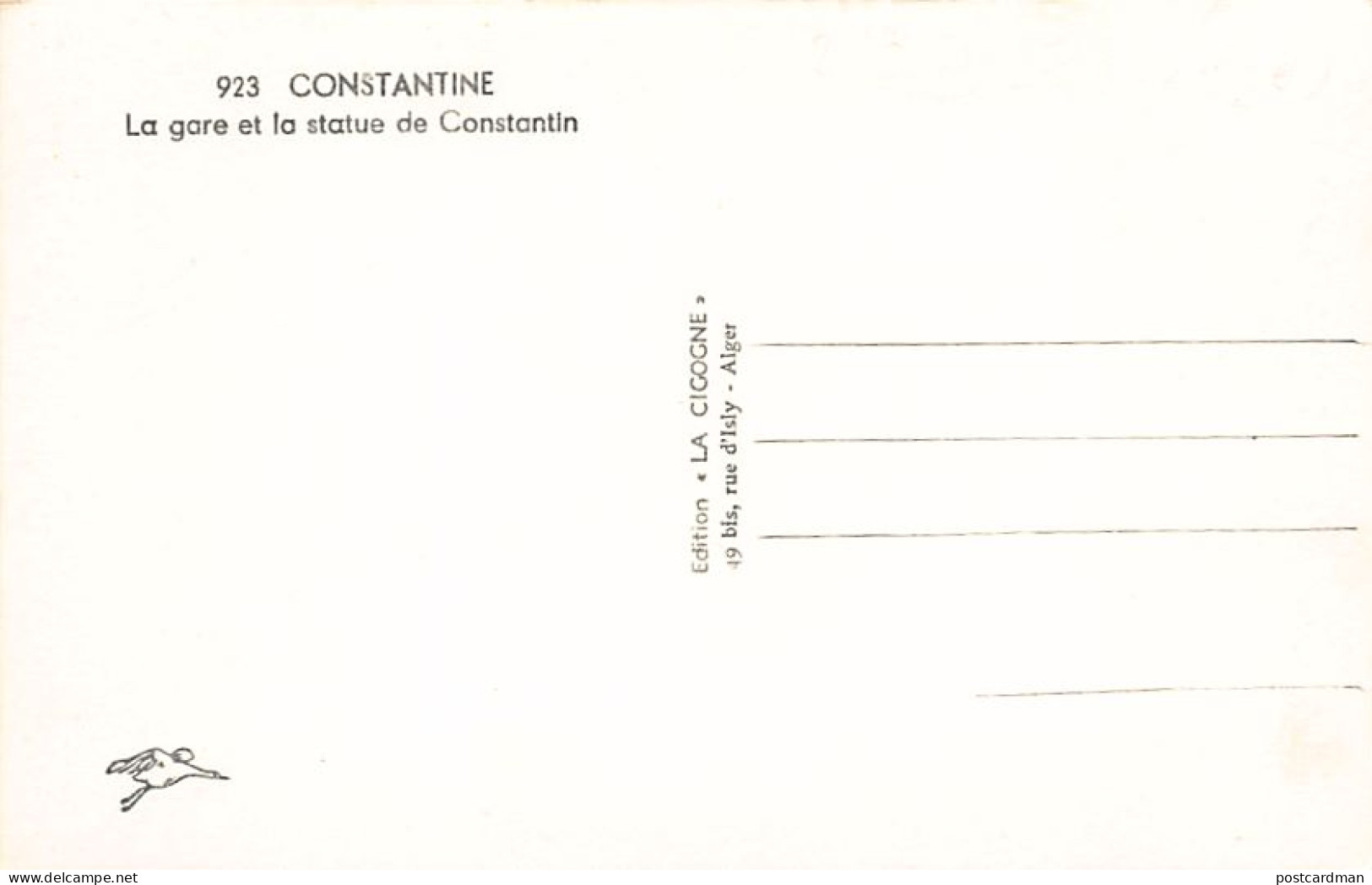 Algérie - CONSTANTINE - La Gare Et La Statue De Constantin - Ed. La Cigogne 923 - Konstantinopel
