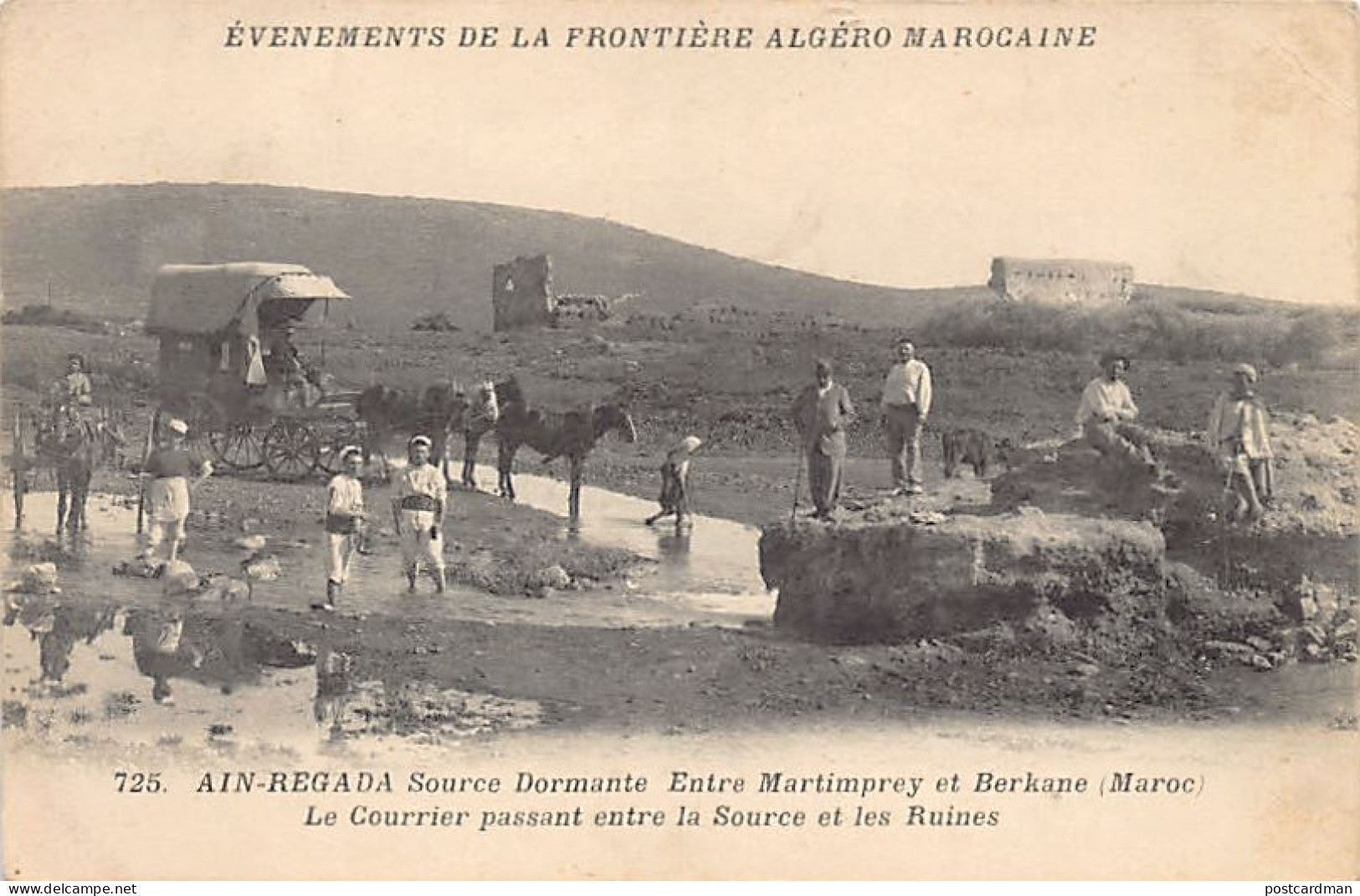 Algérie - AÏN REGGADA - Le Courrier Passant Entre La Source Et Les Ruines - Ed. N. Boumendil (Taourit) 725 - Andere & Zonder Classificatie