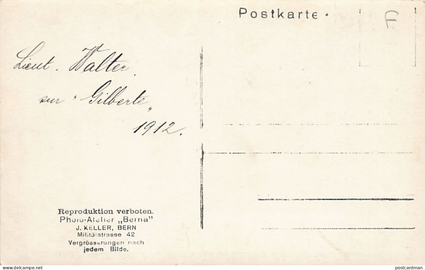 BERN - Pferdeshow - Lieutenant Walter Mit Gilberte - FOTOKARTE Jahr 1912 - Verlag Photo-Atelier Berna J. Keller  - Berna