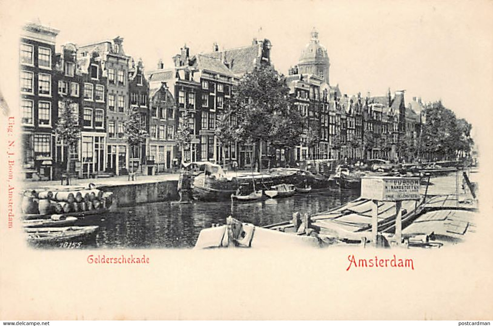 AMSTERDAM - Reliëf Ansichtkaart - Gelderschekade - Uitg. N. J. Boon  - Amsterdam