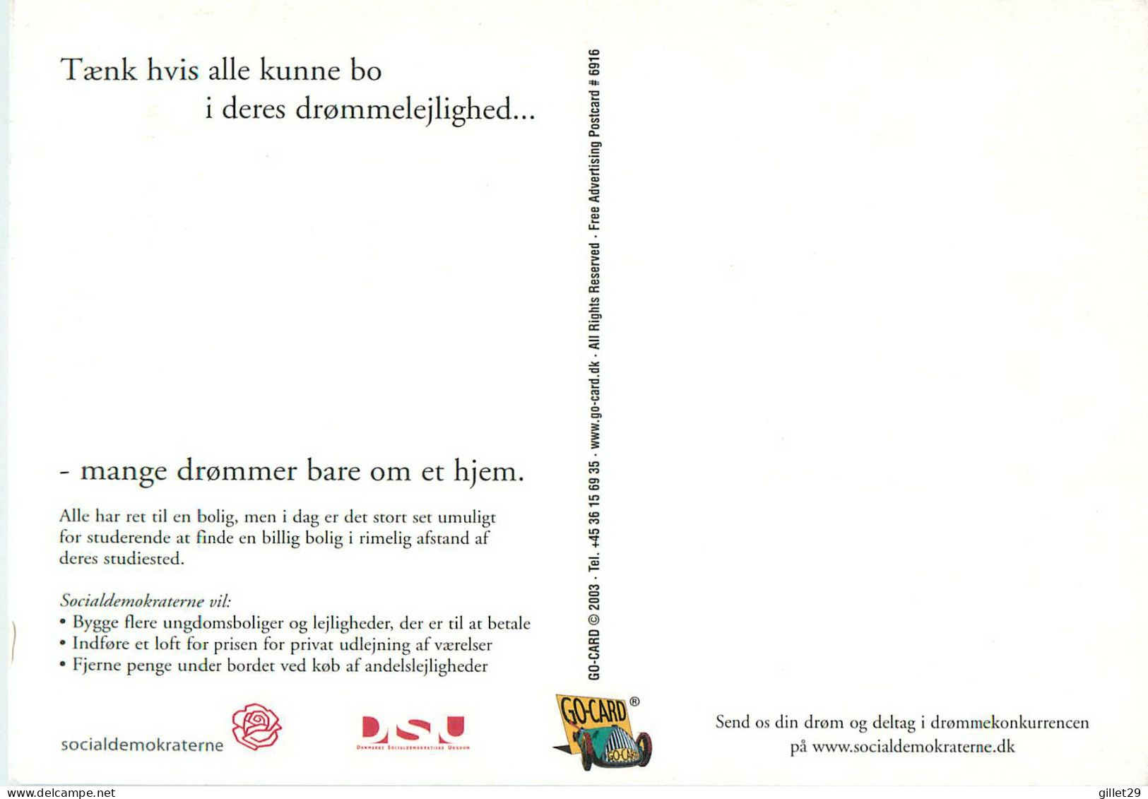 ADVERTISING, PUBLICITÉ - HJEM ? - MAISON - GO-CARD 2003 No 6916 - - Werbepostkarten