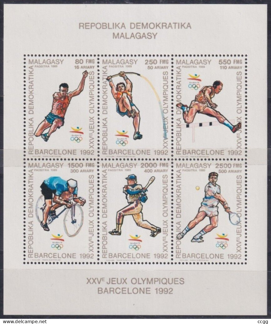 Olympische Spelen 1992 , Madagascar - Zegels Tesamen In Blok Postfris - Verano 1992: Barcelona