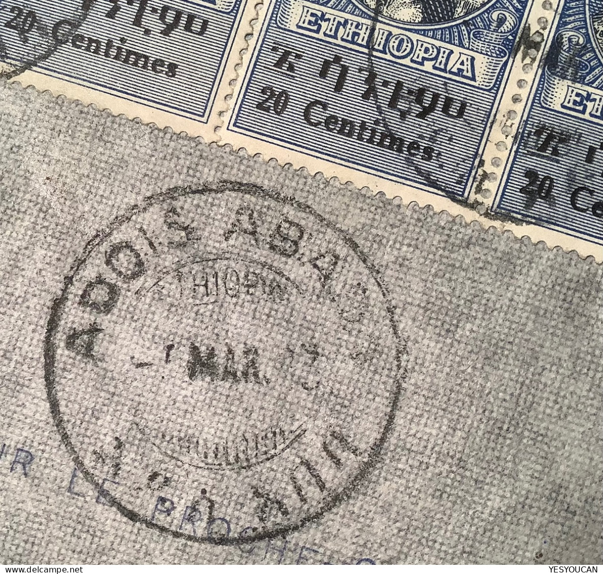 Ethiopia ADDIS ABABA 1943 Air Mail Cover>croix Rouge CICR Proche Orient, Egypt (lettre WW2 - Etiopía