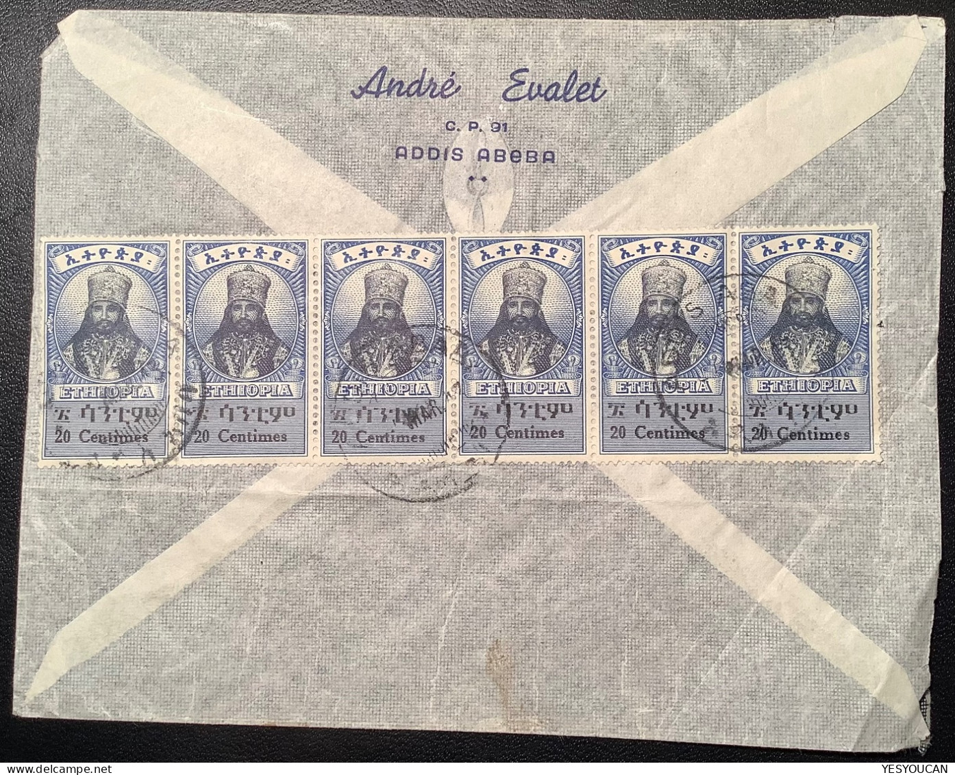 Ethiopia ADDIS ABABA 1943 Air Mail Cover>croix Rouge CICR Proche Orient, Egypt (lettre WW2 - Ethiopie