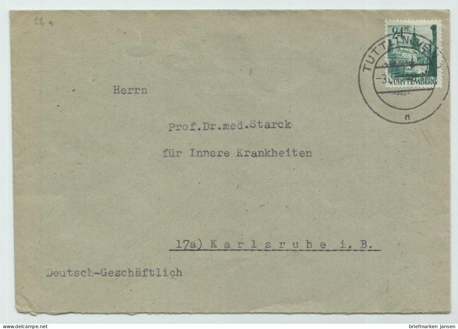 D,Franz.Zone,Württ.Hohenz. Mi.Nr. 22 Freim.schw.bl.gr.,Kloster Bebenhausen(24Pf) - Other & Unclassified