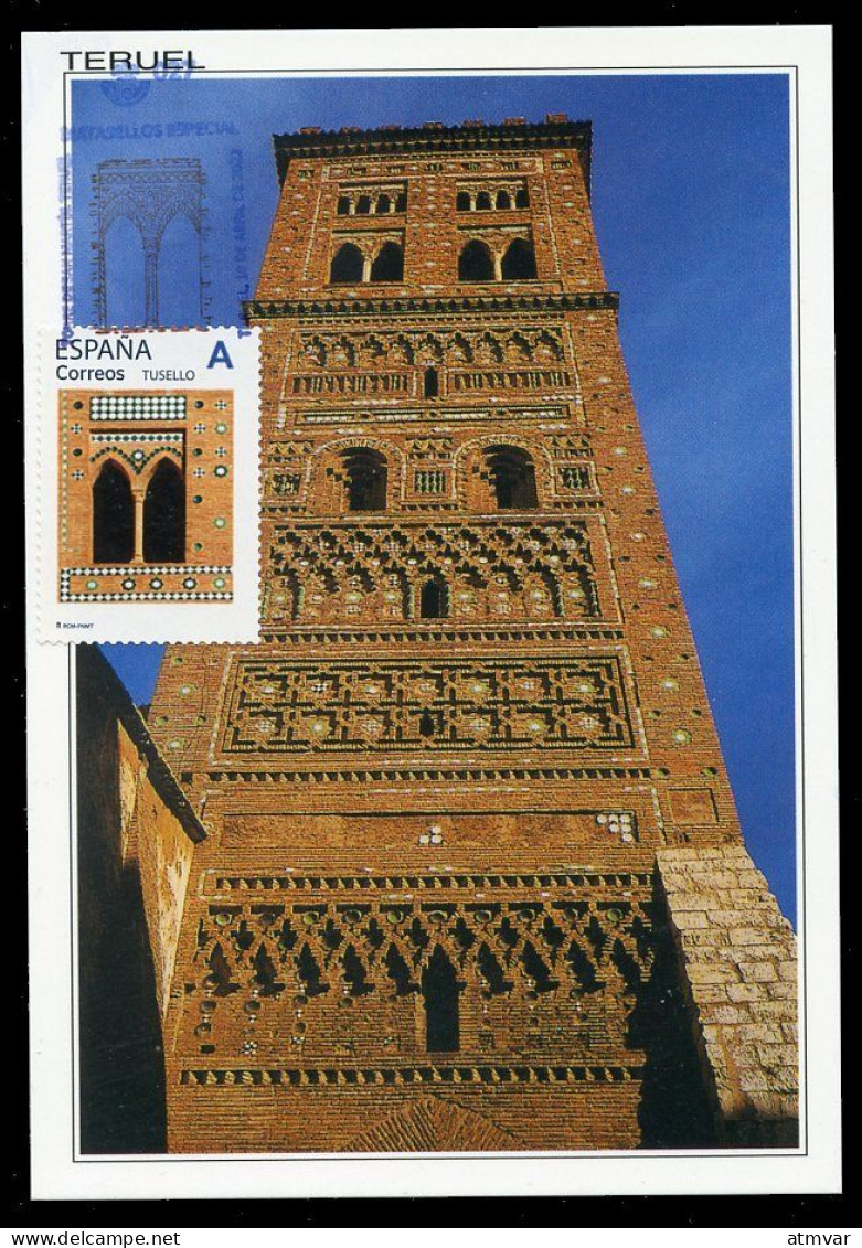 ESPAÑA (2023) Carte Maximum Card EXFILNA JUVENIA 2023 Teruel Tusello - Torre Mudéjar De San Martín, Patrimonio, Heritage - Maximumkarten