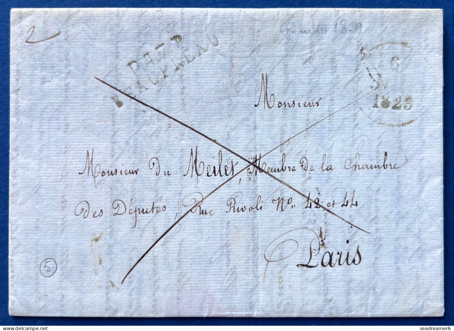 Lettre 6 JUIL 1829 Marque " P.47.P / BEAUPREAU " 35mm X 9mm Noire + Dateur A Pour Paris TTB - 1801-1848: Precursores XIX