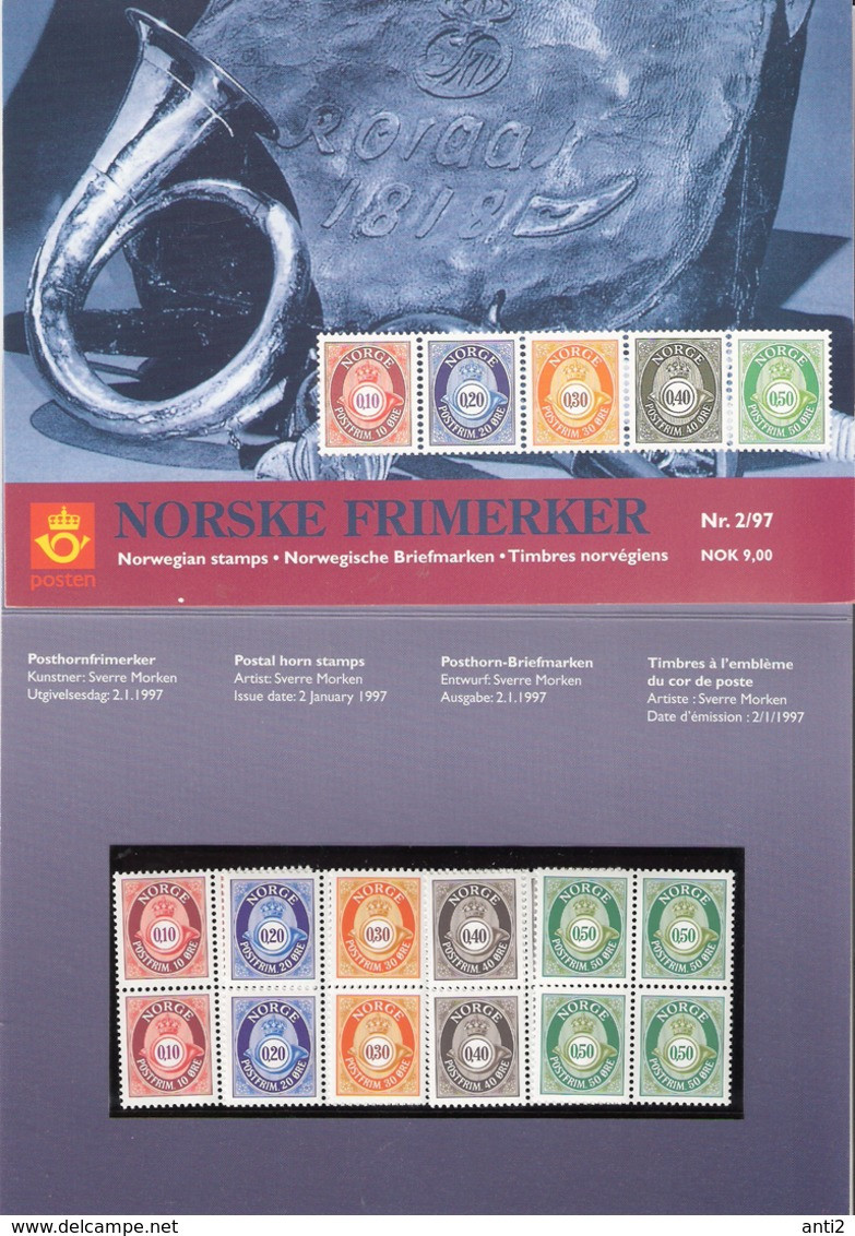 Norway 1997 Definities, Posthorn, øre-stamps,  Mi  1237-1241 X 4 In Folder - Brieven En Documenten