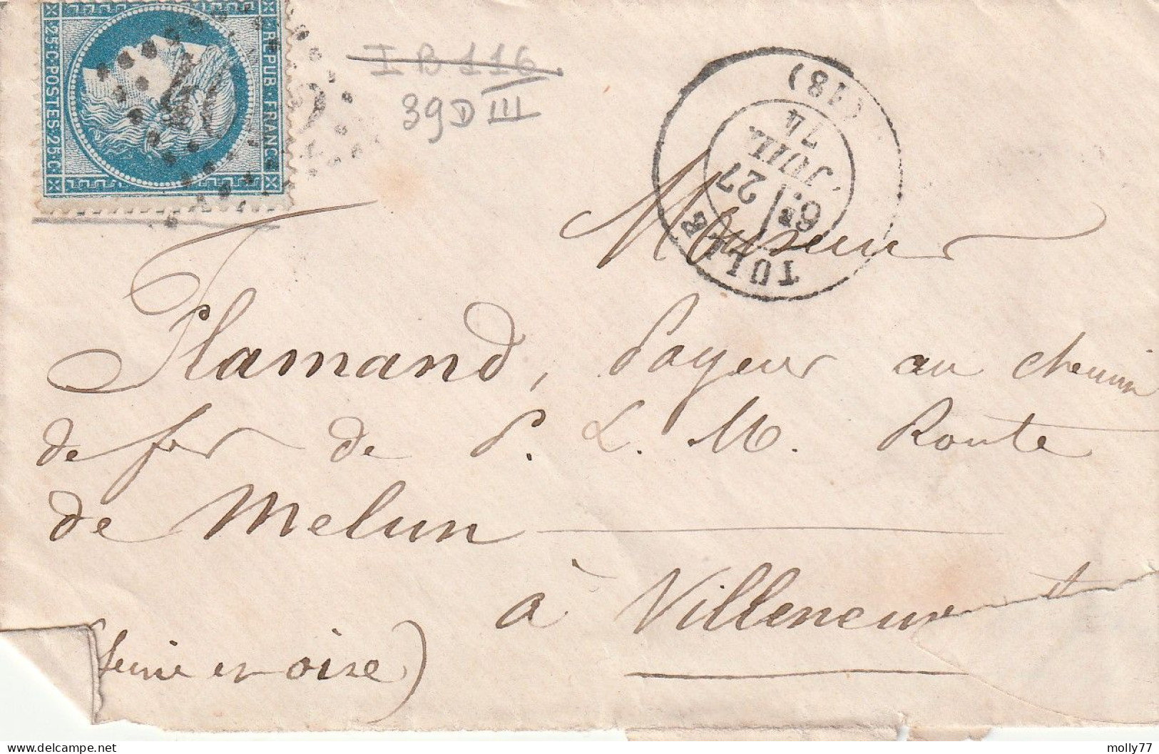 Lettre De Tulle à Villeneuve Saint Georges LSC - 1849-1876: Classic Period