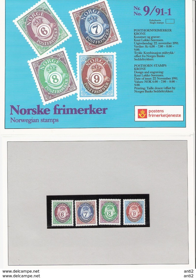 Norway Norge 1991 Definities, Posthorn, Mi 1078-1081  MNH(**) In Folder - Ungebraucht