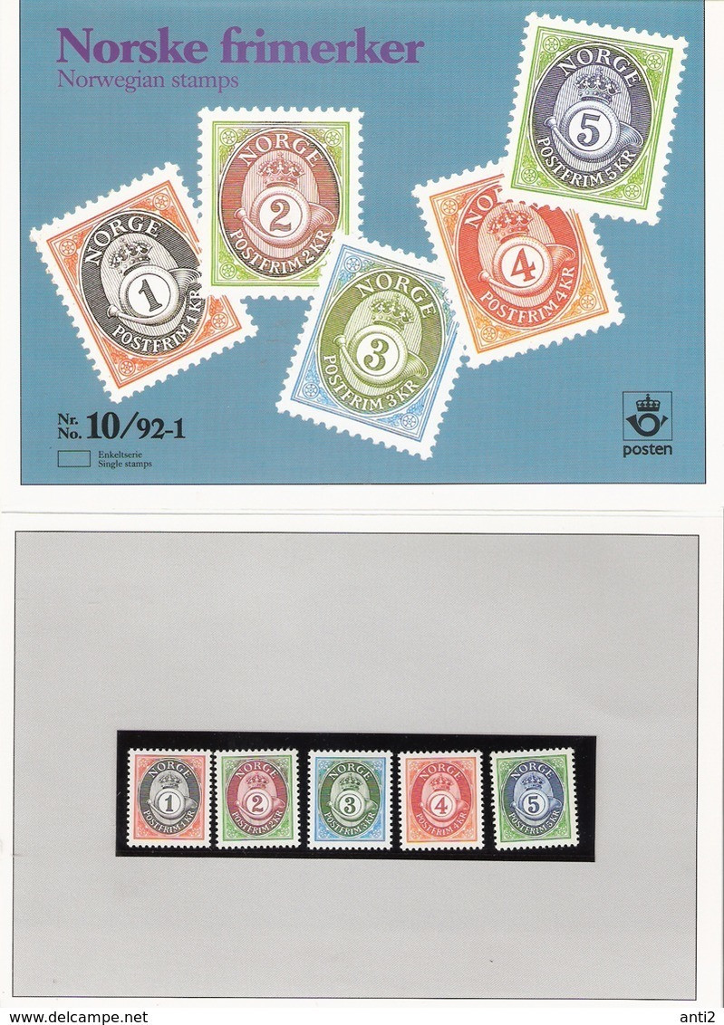 Norge Norway 1992 Posthorn Mi 1107-1111 In Folder MNH(**) - Unused Stamps