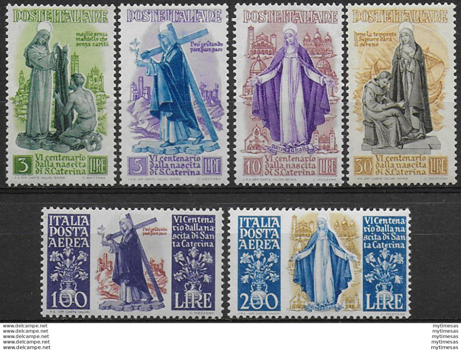 1948 Italia Santa Caterina MNH Sassone N. 574/77+A - 1946-60: Nuevos