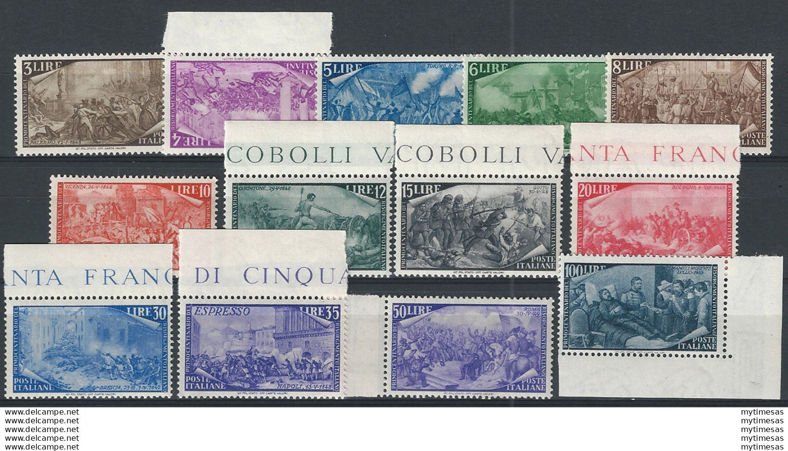 1948 Italia Risorgimento 13v. Bc MNH Sassone N. 580/91+E - 1946-60: Nuovi