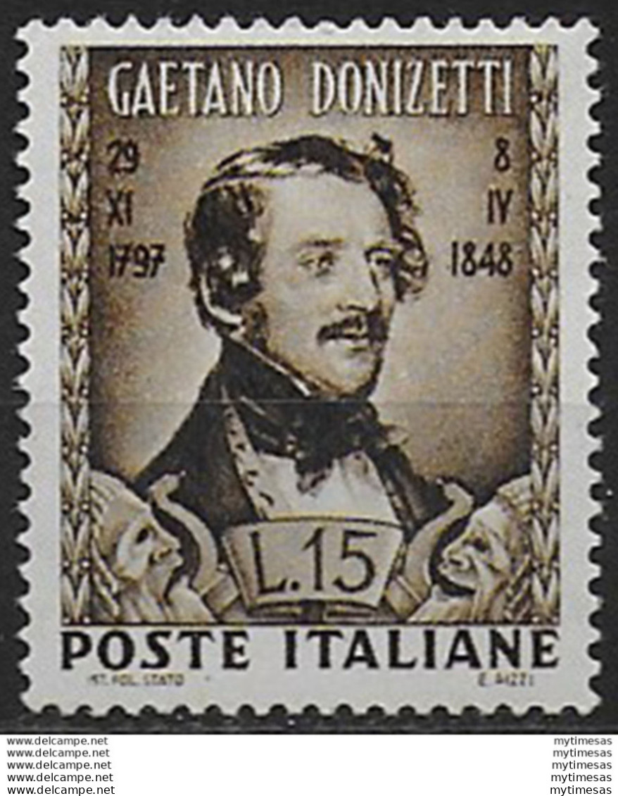 1948 Italia Donizetti MNH Sass N. 593 - 1946-60: Nuevos
