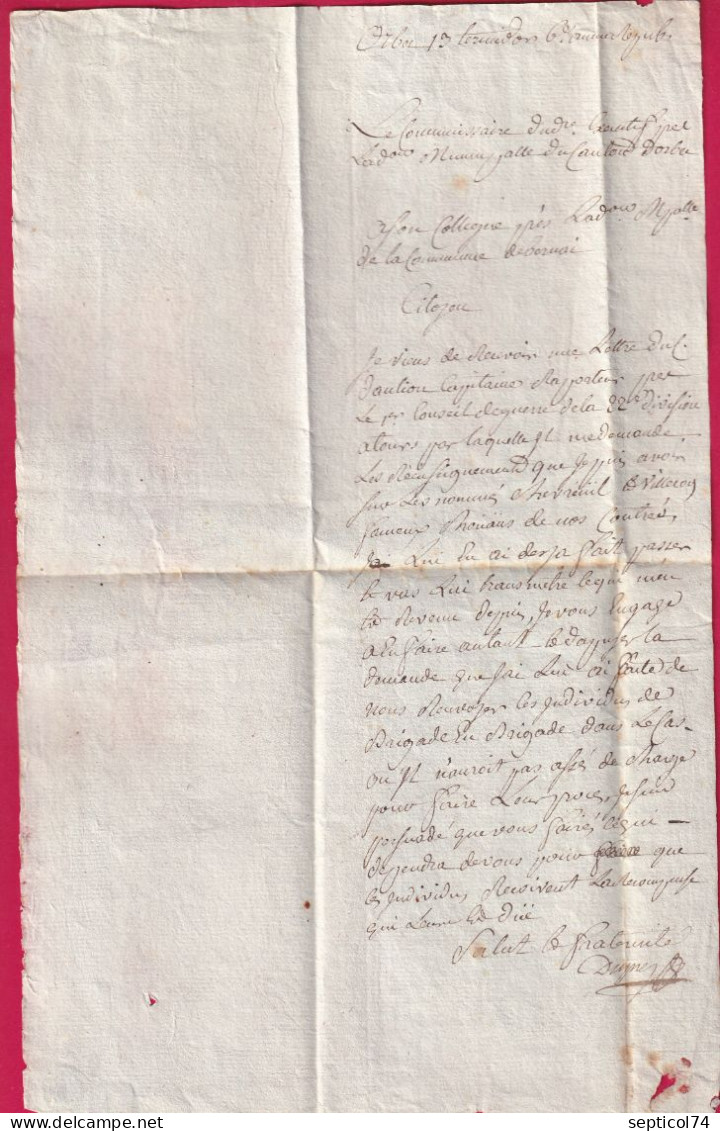 MARQUE 13 ORBEC CALVADOS CONTRESEINGT COMMISSAIRE EXCECUTIF CANTON ORBEC MENTION AFFAIRE CRIMINELLE BERNAY EURE LETTRE - 1801-1848: Voorlopers XIX