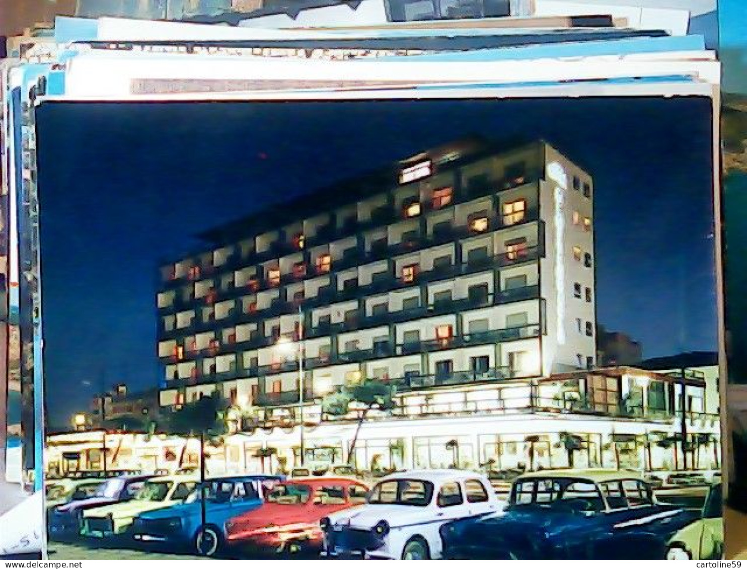 RICCIONE HOTEL MEDITERRANEO DI NOTTE AUTO CAR VB1963 JV6452 - Forlì