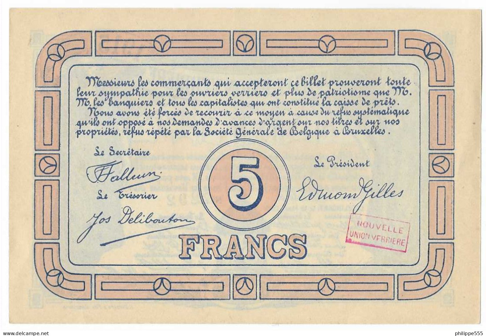 Noodgeld Lodelinsart 5 Frank 1915 - 1-2 Francs