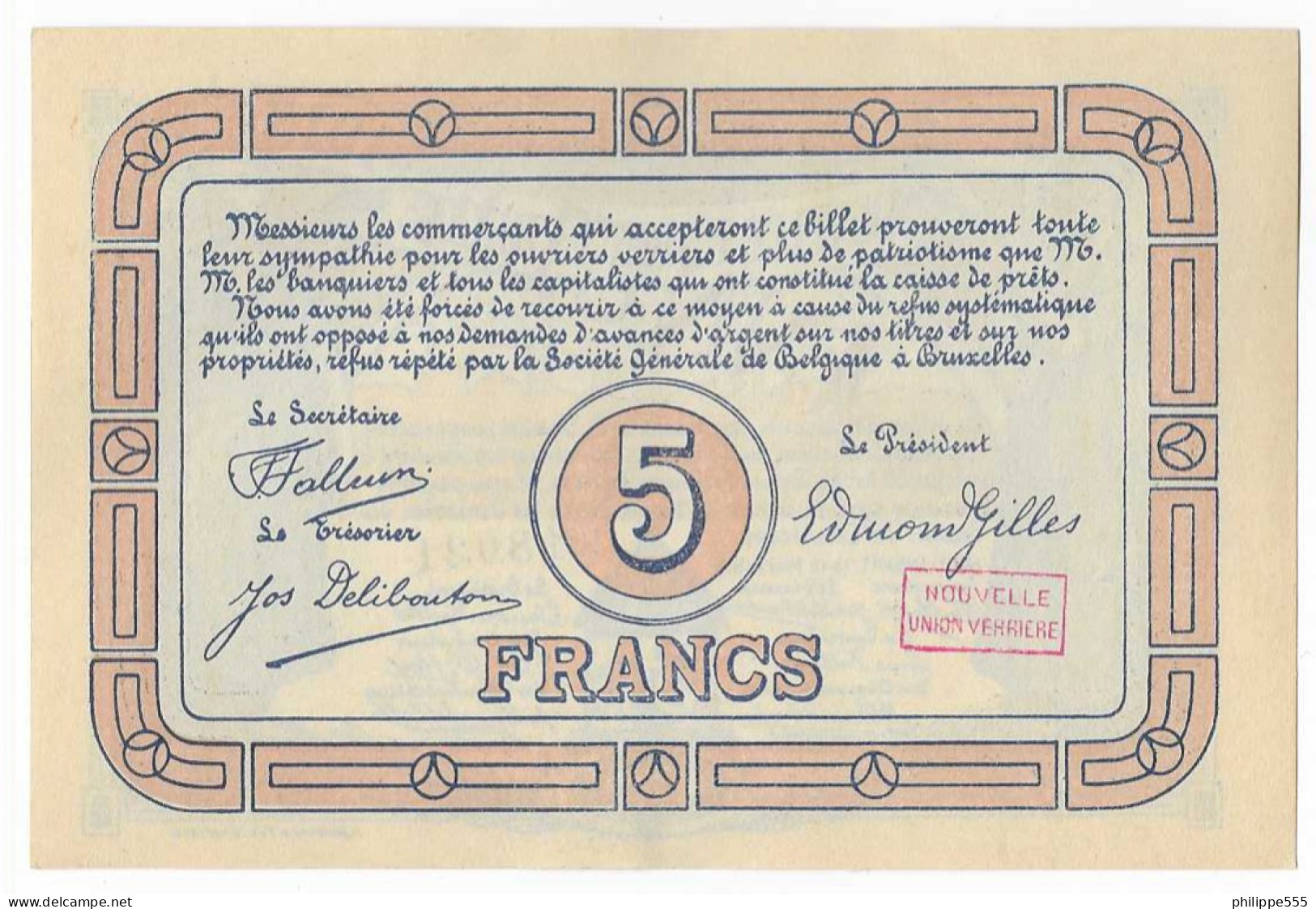 Noodgeld Lodelinsart 5 Frank 1915 - 5 Francs
