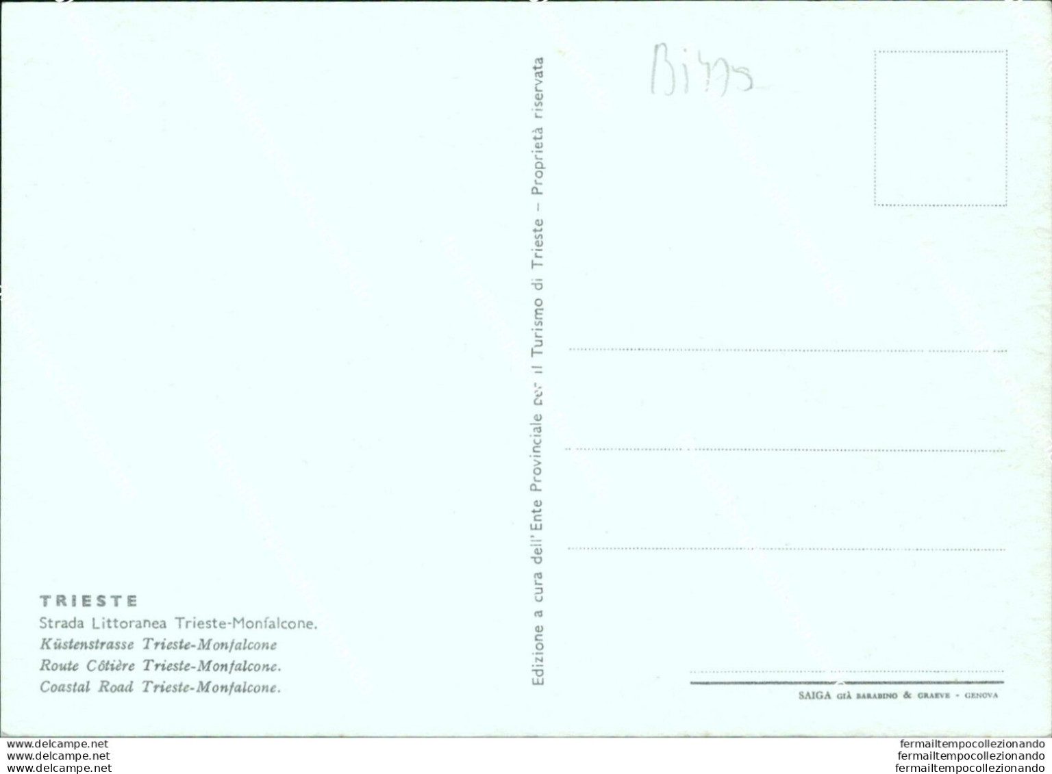 Bi475 Cartolina Trieste Citta' Strada Littoranea Raimondi - Trieste