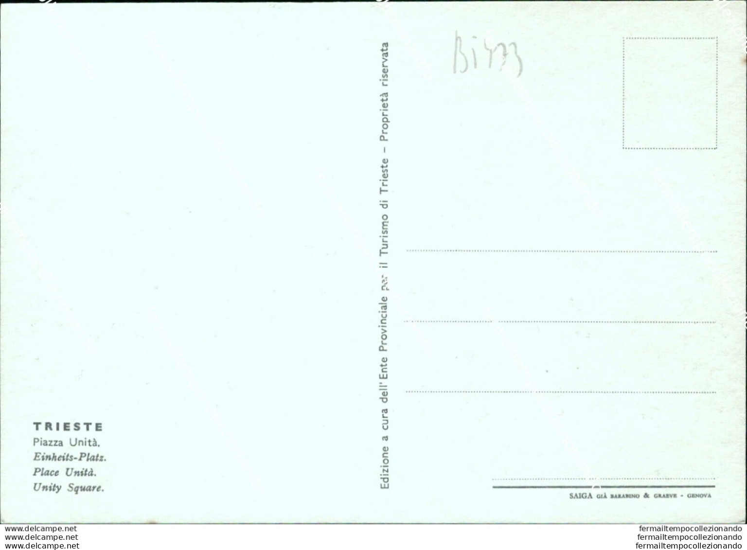 Bi473 Cartolina Trieste Citta' Piazza Unita' Raimondi - Trieste