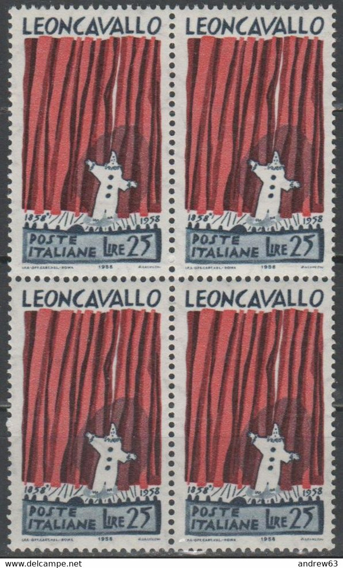ITALIA - 1958 - Centenario Della Nascita Di Ruggero Leoncavallo - Quartina - Nuovo - 1946-60: Mint/hinged
