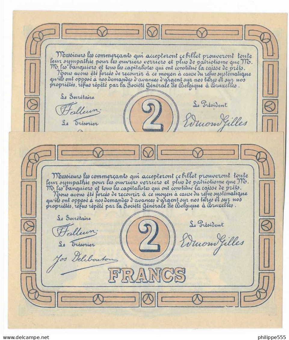Noodgeld Lodelinsart 2 Frank 1915 - Opeenvolgende Nummers - 1-2 Francs