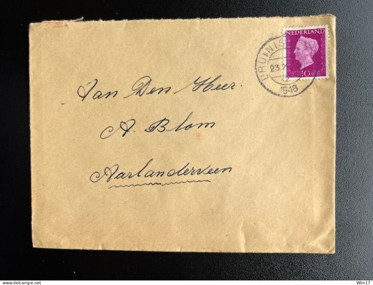 NETHERLANDS 1948 LETTER BRUINISSE TO AARLANDERVEEN 23-10-1948 NEDERLAND - Covers & Documents