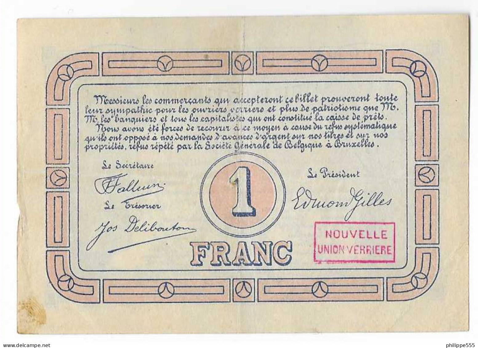 Noodgeld Lodelinsart 1 Frank 1915 - 1-2 Francs