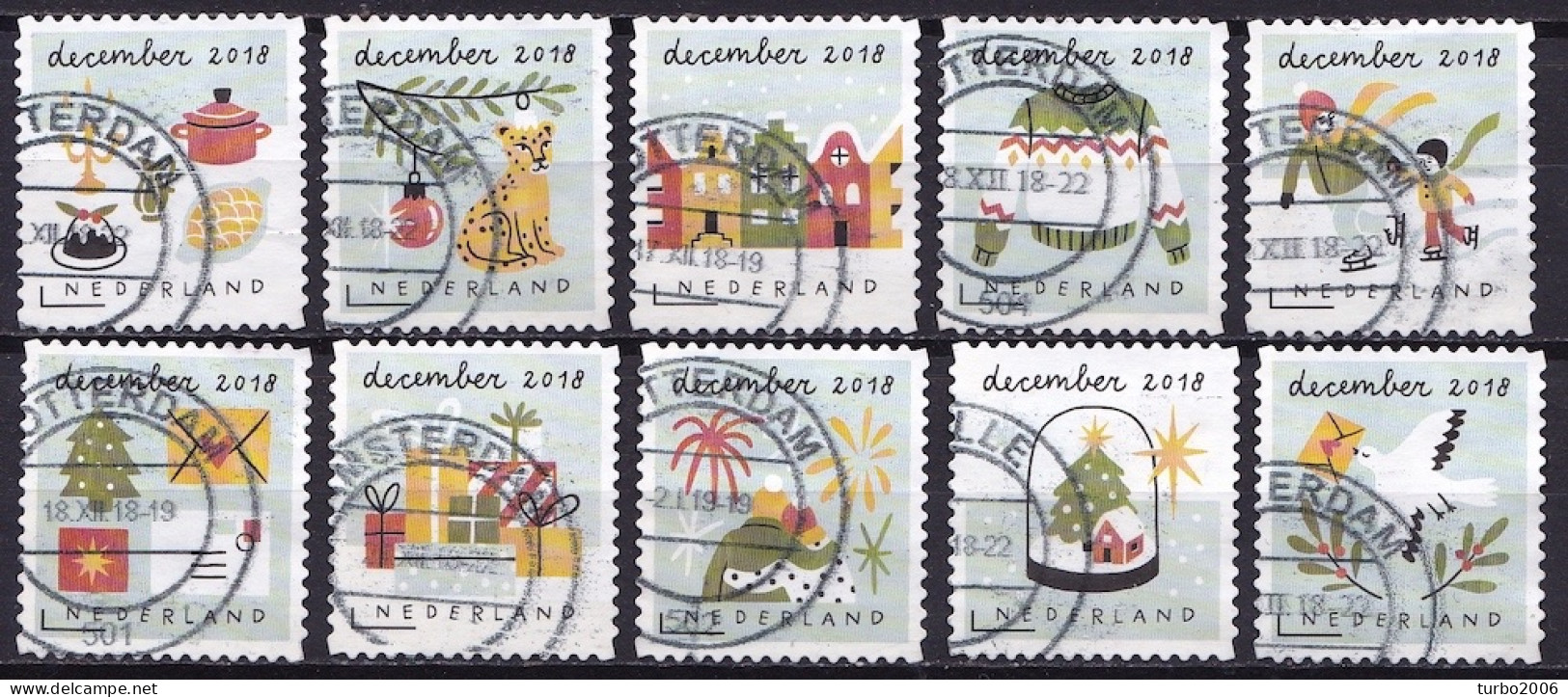 2018 Kerstzegels NVPH 3698 / 3707 Complete Gestempelde Serie Uit Het Velletje - Used Stamps