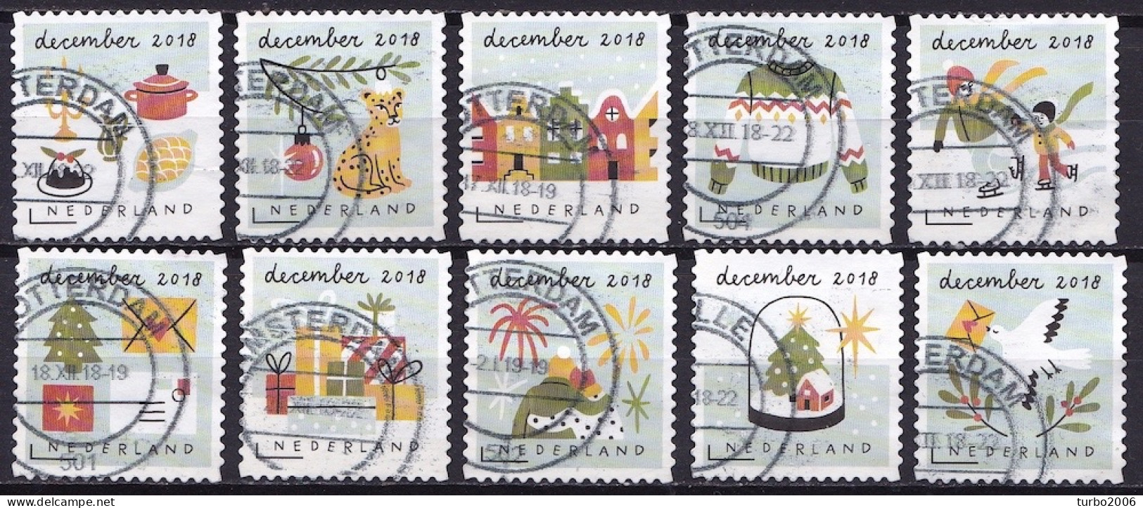 2018 Kerstzegels NVPH 3698 / 3707 Complete Gestempelde Serie Uit Het Velletje - Usati