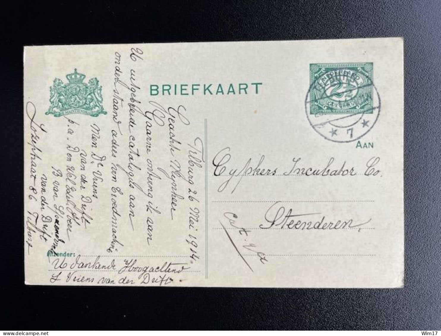 NETHERLANDS 1914 POSTCARD TILBURG TO STEENDEREN 26-05-1914 NEDERLAND BRIEFKAART - Ganzsachen