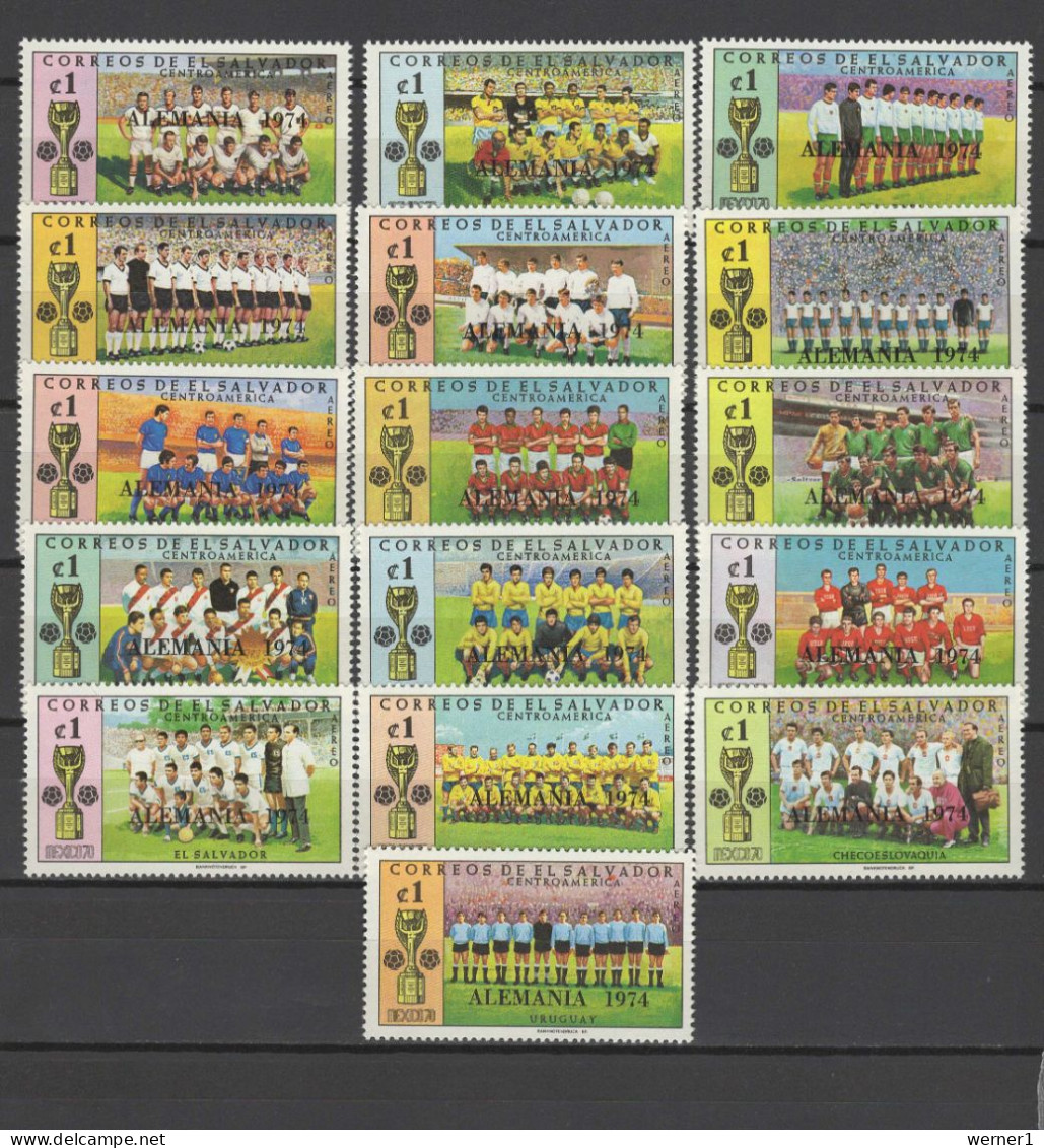 El Salvador 1974 Football Soccer World Cup Set Of 16 With Overprint MNH - 1974 – West Germany